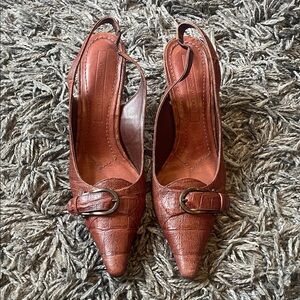 Antonio Melani Croc-Embossed Brown Slingback Heels size 7